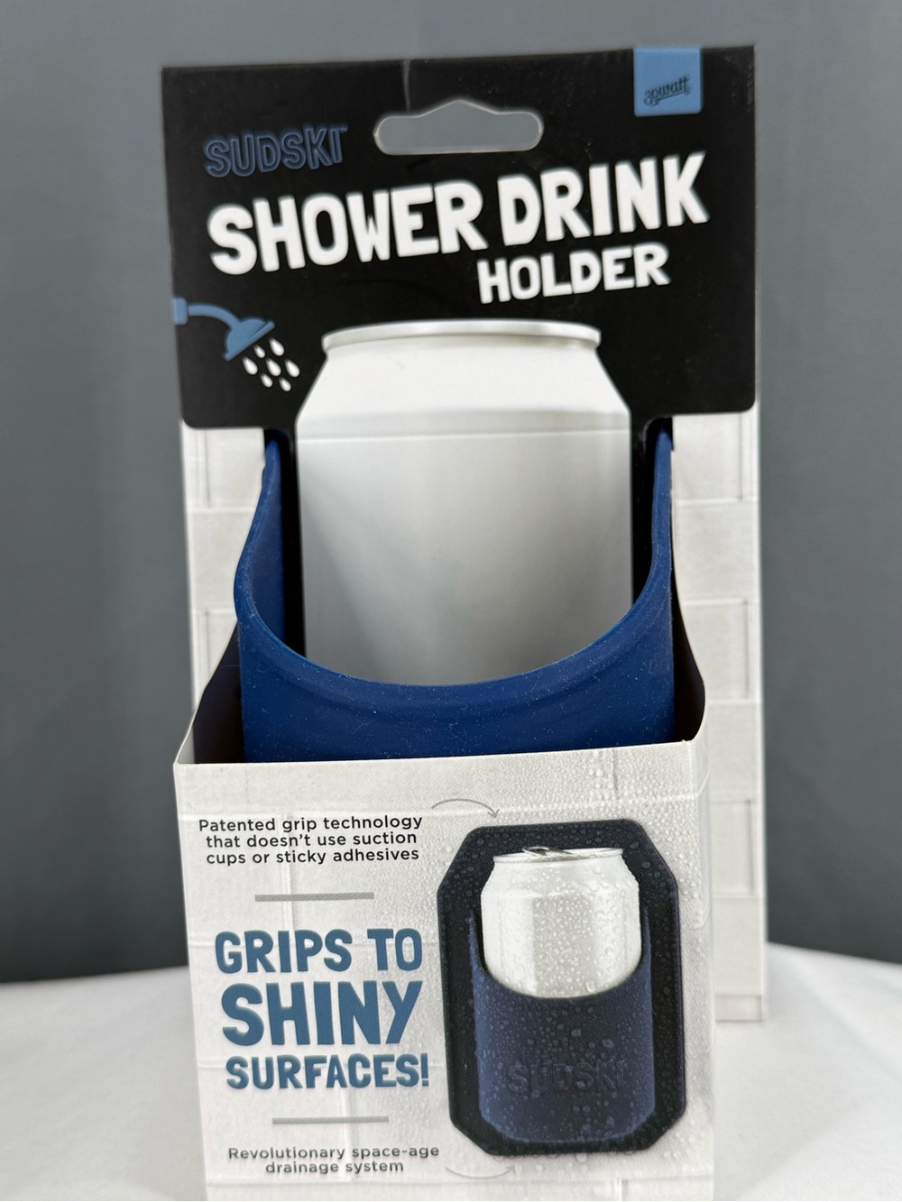 SudsKit Blue Shower Drink Holder - Non-Slip Shower Can Holder